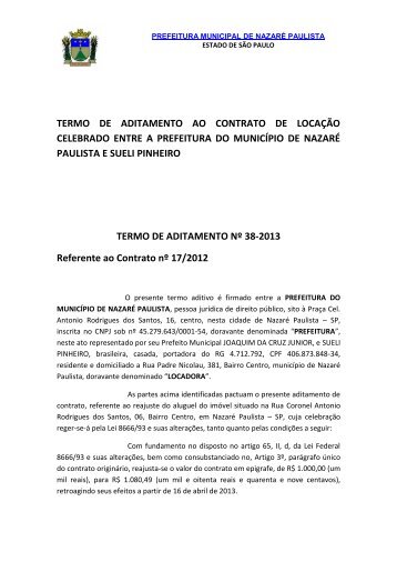 TERMO DE ADITAMENTO Nº 38-2013 TERMO DE ADITAMENTO ...