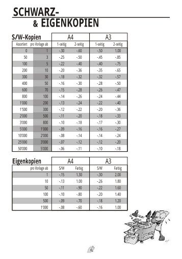 Preisliste fÃ¼r Kopien - Zumsteg Druck AG