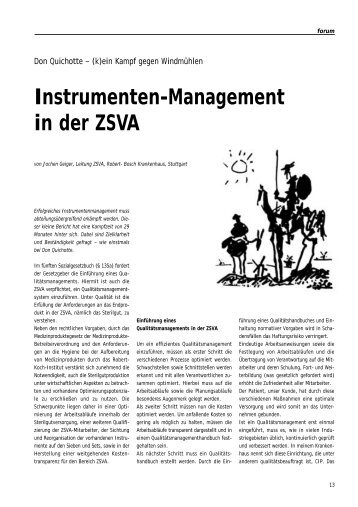 Instrumenten-Management in der ZSVA