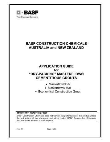 DRY-PACKING - BASF Construction Chemicals Pacific
