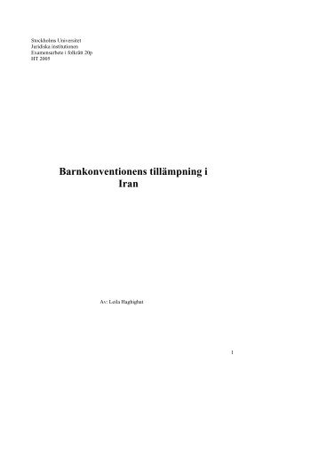 Barnkonventionens tillÃ¤mpning i Iran - Juridicum - Stockholms ...