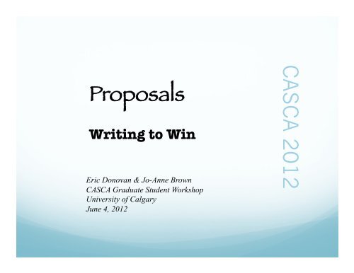 Scholarship and Proposal Writing - University of Calgary