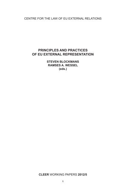 Principles and practices of EU external representation - TMC Asser ...