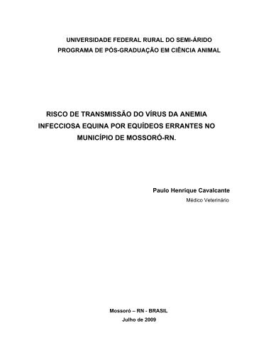 risco de transmissão do vírus da anemia infecciosa equina ... - Ufersa