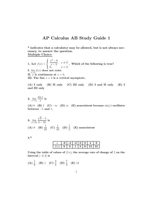 ap calculus ab day 12 homework
