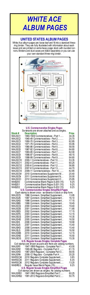 WHITE ACE ALBUM PAGES - Brookman Stamp Company