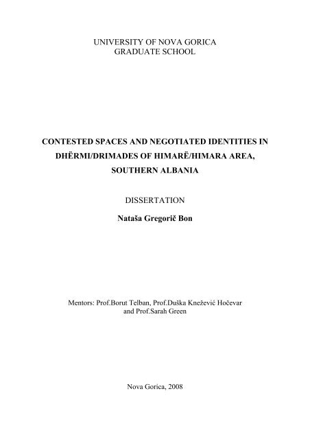 university of nova gorica graduate school contested spaces and ...