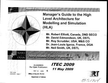 ITEC09 HLA Tutorial - Modeling & Simulation Coordination Office