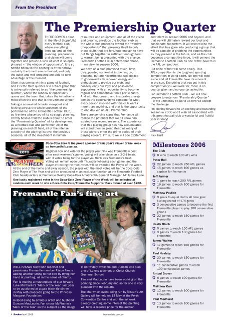 Official Magazine of Fremantle Football Club fremantlefc.com.au