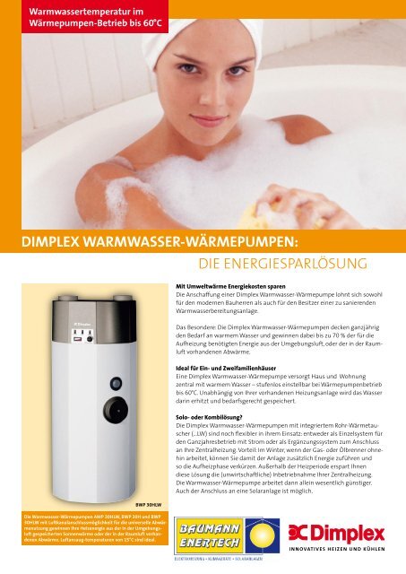 Dimplex WarmWasser-Wärmepumpen: die ... - Baumann Enertech