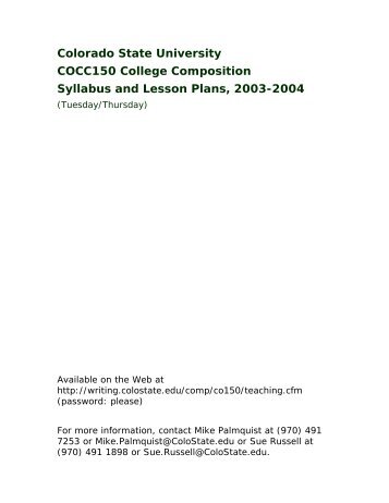 COCC150 College Composition - Writing@CSU - Colorado State ...