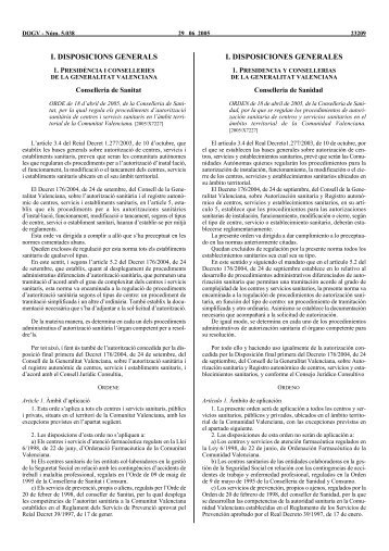Orden de 18 de abril de 2005, de la ConsellerÃ­a de Sanidad, por la ...
