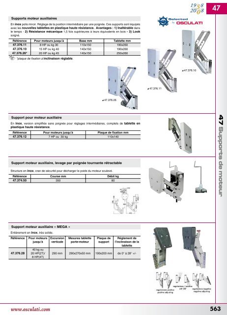 Catalogue Osculati 2008 tauds, capotes, supports moteurs