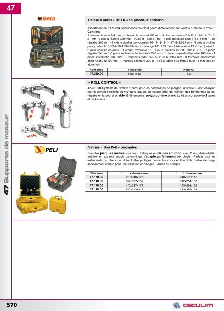 Catalogue Osculati 2008 tauds, capotes, supports moteurs