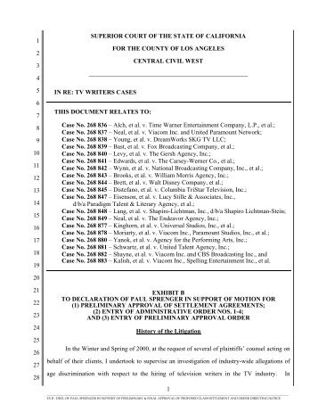 History of the Litigation - TV Writers Counsel Home