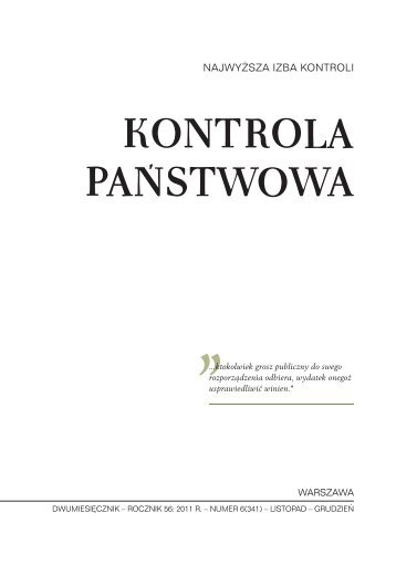 âKontrola PaÅstwowaâ nr 6/2011 - NajwyÅ¼sza Izba Kontroli