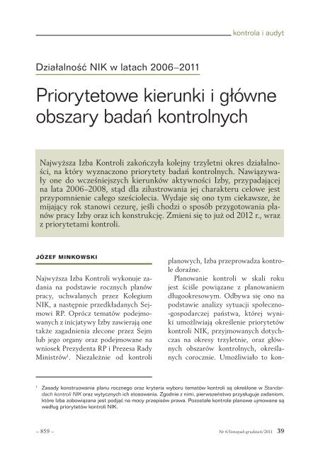 âKontrola PaÅstwowaâ nr 6/2011 - NajwyÅ¼sza Izba Kontroli