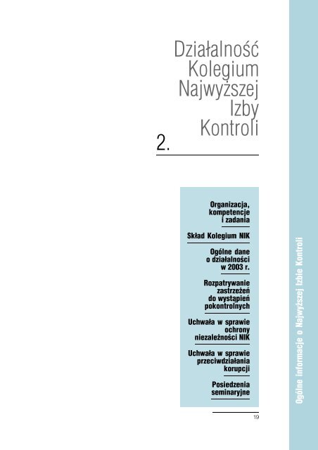 Sprawozdanie z dziaÅalnoÅci NIK w 2003 roku (plik PDF)