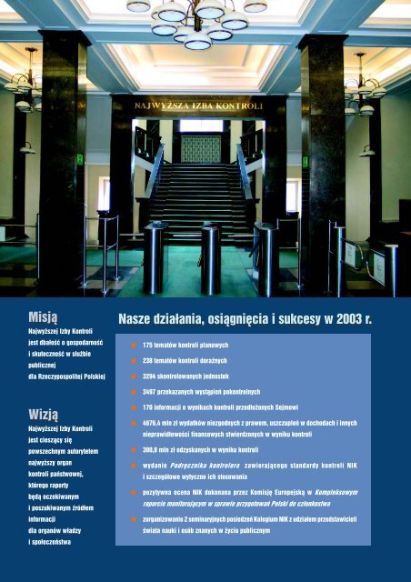 Sprawozdanie z dziaÅalnoÅci NIK w 2003 roku (plik PDF)