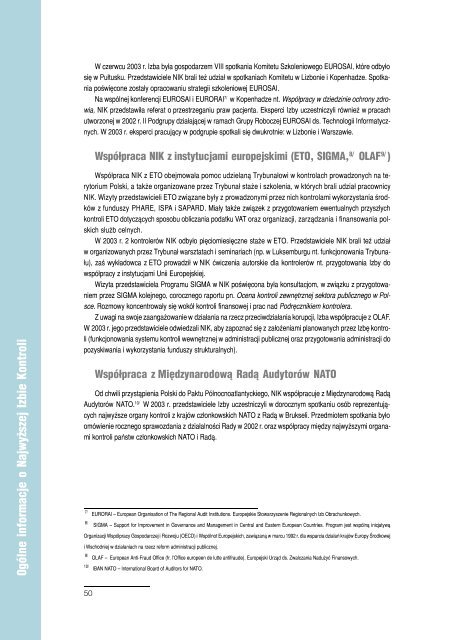 Sprawozdanie z dziaÅalnoÅci NIK w 2003 roku (plik PDF)