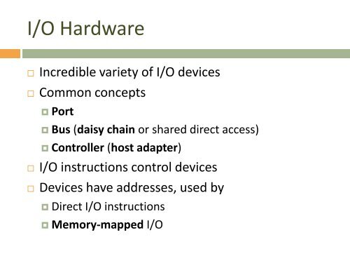 CHAPTER 13: I/O SYSTEMS