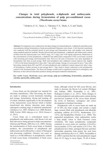 Changes in total polyphenols, o-diphenols and ... - Ifrj.upm.edu.my