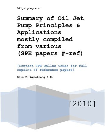 Oil Jet Pump Engineering