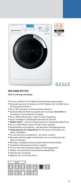 Kaufberater Waschmaschinen/trockner 2010/2011 - Bauknecht