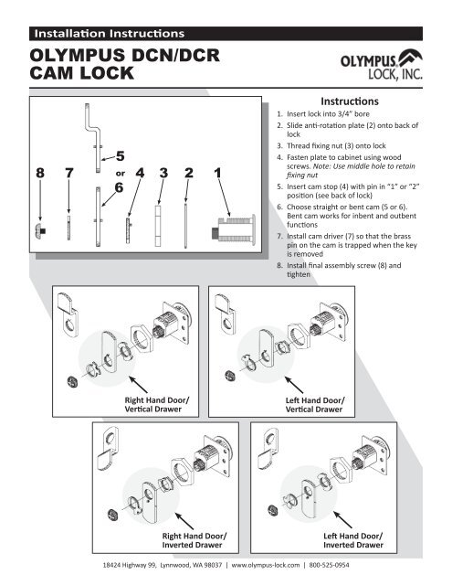 DCN, DCR & B7 Handing Instructions - Olympus Lock