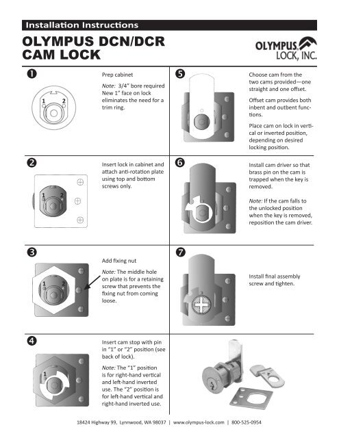 DCN, DCR & B7 Handing Instructions - Olympus Lock