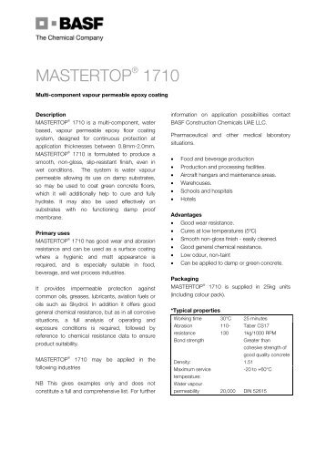 Datasheet - Mastertop 1710 - BASF Construction Chemicals