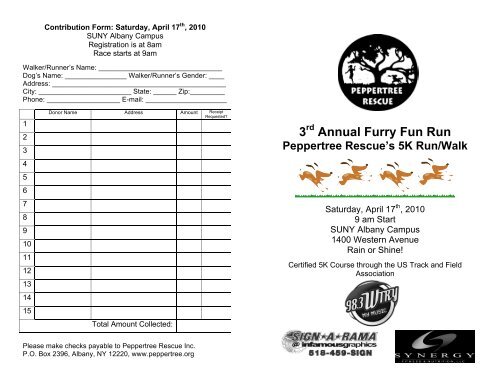 Furry Fun Run Sign Up Sheet Peppertree Rescue