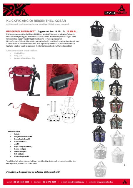 KLICKFIX-AKCIÓ: REISENTHEL-KOSÁR - Evobike