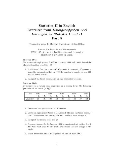 Statistics II in English Exercises from Â¨Ubungsaufgaben und ...