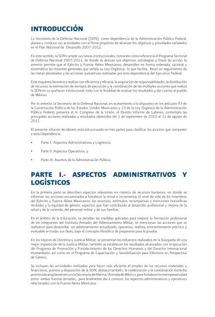 Quinto Informe. - SecretarÃ­a de la Defensa Nacional