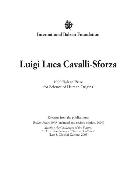 International Balzan Foundation Luigi Luca Cavalli