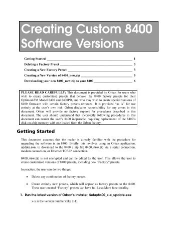 Creating Custom 8400 Software Versions - Orban
