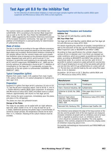 Test Agar pH 8.0 for the Inhibitor Test - mibius