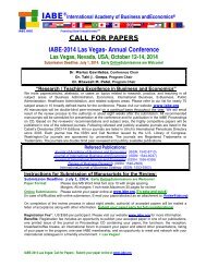 IABE - 2014 Las Vegas - Fall Conference   - Call for papers