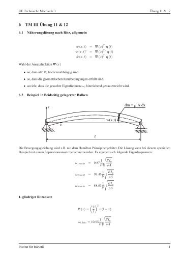 6 TM III Ãbung 11 & 12 - Institut fÃ¼r Robotik