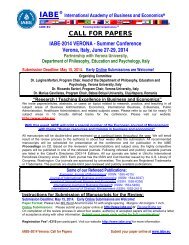 IABE - 2014 Verona (Italy) - Summer Conference   - Call for papers