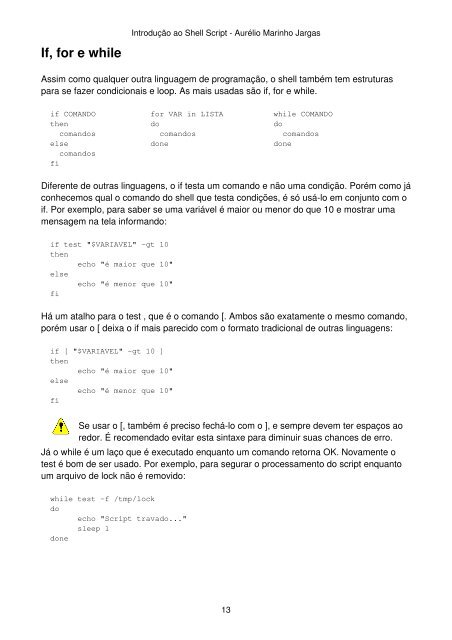 IntroduÃ§Ã£o ao Shell Script - AurÃ©lio Marinho Jargas