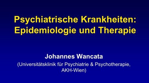 Vortrag Prof. Dr. Johannes Wancata - Vinzenz Gruppe