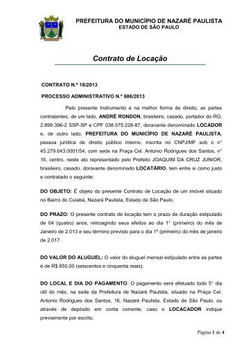 Contrato 18/2013 - Contrato de Locação CONTRATANTE