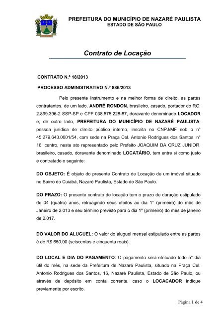 Contrato 18/2013 - Contrato de Locação CONTRATANTE