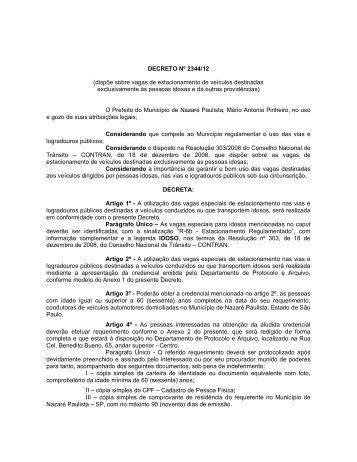 Decreto 2344 - vagas de estacionamento para idosos - Prefeitura ...