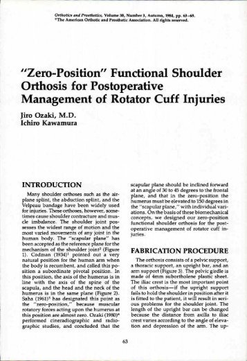 "Zero-Position" Functional Shoulder Orthosis for Postoperative ...