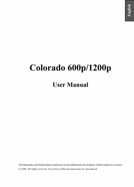 Colorado 600p/1200p User Manual - Arx Valdex Systems