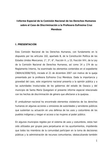 informe especial cruz mendoz - Programa de Equidad de GÃ©nero en ...