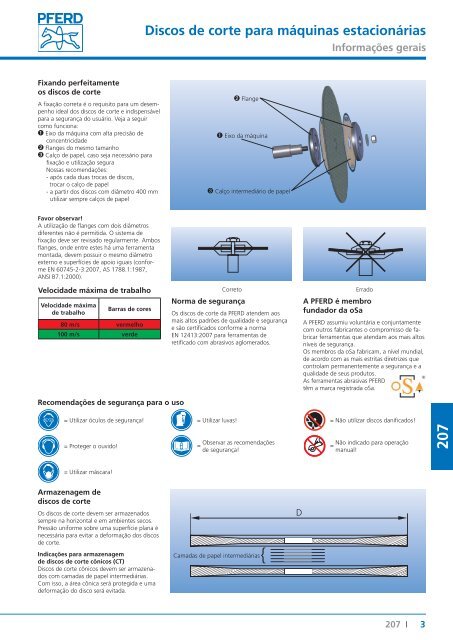 CatÃ¡logo 207 - Discos de corte estacionÃ¡rios - PFERD